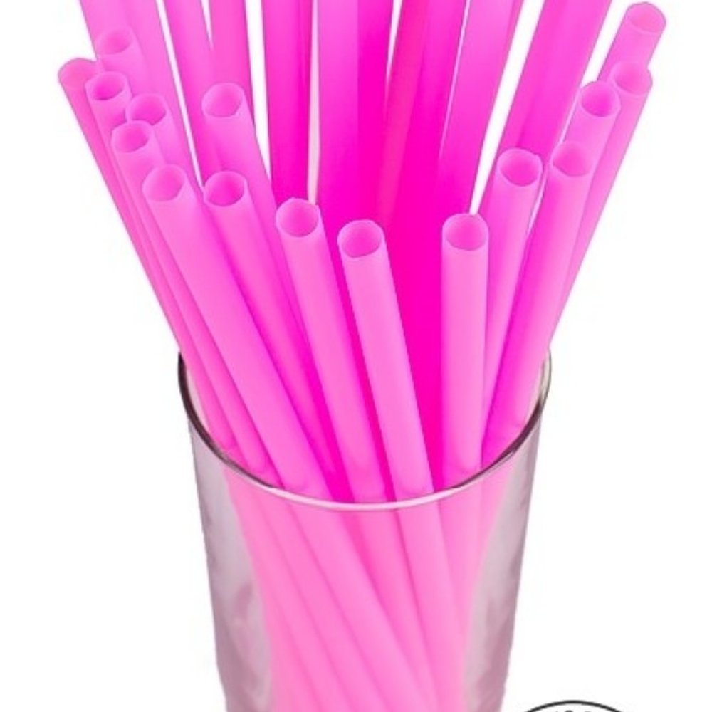 NEON PINK SMOOTHIE DRINKING STRAWS 10 x 0.28 inch BPA FREE  BAG OF 250